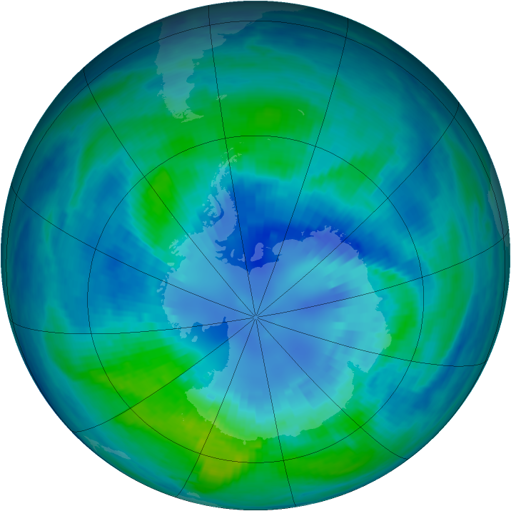 Antarctic ozone map for 08 April 1986